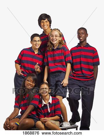 group of students in matching shirts View Large Photo Image Stock Photograph - group of students in matching shirts. Fotosearch