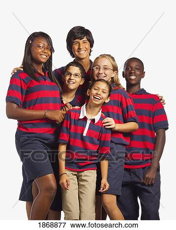 Stock Photo - group of students with matching shirts. Fotosearch