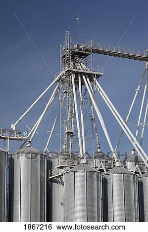 Metal silos View Large Photo Image Stock Photograph - Metal silos. Fotosearch