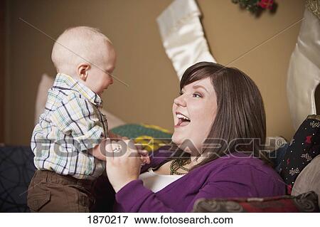 mother with her baby boy View Large Photo Image Stock Photo - mother with her baby boy. Fotosearch