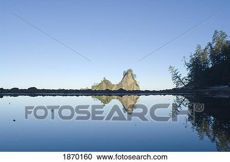 Stock Image - olympic national park, washington, united states of america; reflection of sea stacks on the olympic coast. Fotosearch