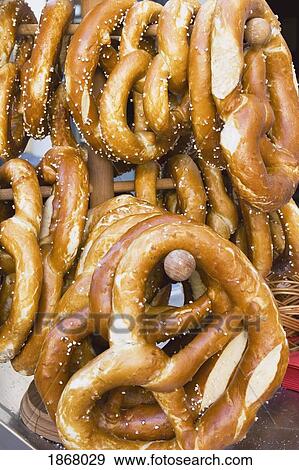 Stock Photo - pretzels on a rack. Fotosearch