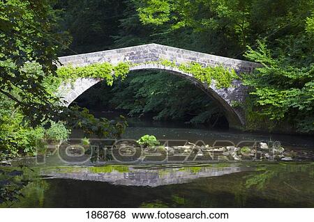 Stock Photo - staffordshire, england; stone bridge over a river. Fotosearch