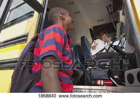 student greeting the school bus driver View Large Photo Image Stock Image - student greeting the school bus driver. Fotosearch