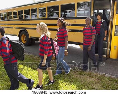 students getting off the school bus View Large Photo Image Stock Photography - students getting off the school bus. Fotosearch