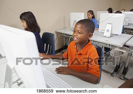 Stock Photo - students in computer class. Fotosearch