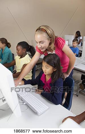 Stock Photo - students in computer class. Fotosearch