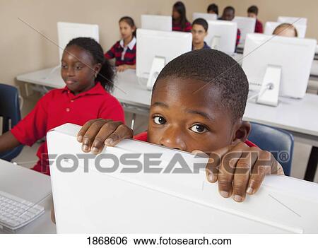 Stock Photograph - students in computer class. Fotosearch