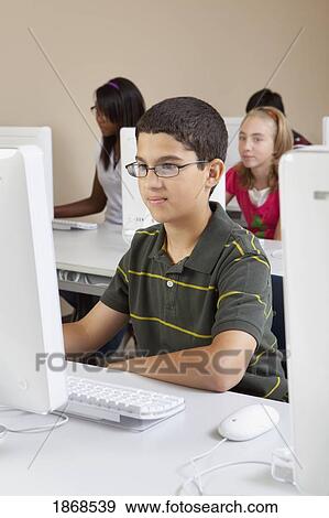 students working on computers View Large Photo Image Stock Photo - students working on computers. Fotosearch