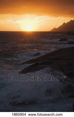 Sunset along rocky coast, Porto, Corsica, France View Large Photo Image Picture - Sunset along rocky coast, Porto, Corsica, France. Fotosearch