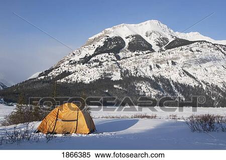 Tent in winter, Kananaskis Country, Alberta, Canada View Large Photo Image Stock Photography - Tent in winter, Kananaskis Country, Alberta, Canada. Fotosearch