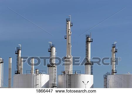 Stock Photo - Towers and tanks at gas plant. Fotosearch