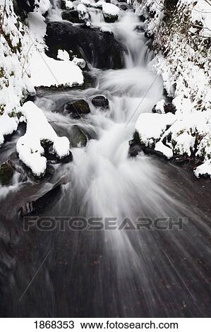 Stock Image - wahkeena falls, columbia river gorge national scenic area, oregon, usa. Fotosearch