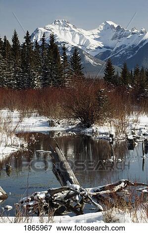 Stock Photo - Winter over Vermilion Lake, Banff National Park, Alberta, Canada. Fotosearch