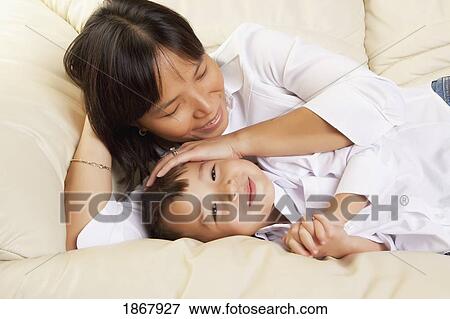woman and her son View Large Photo Image Stock Photo - woman and her son. Fotosearch