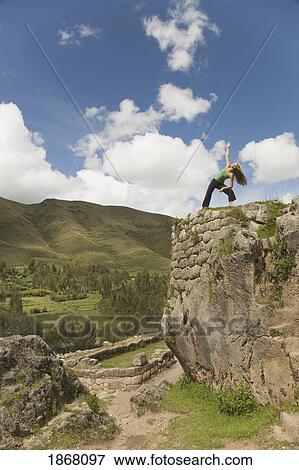 woman doing yoga, cuzco (cusco), peru View Large Photo Image Stock Photo - woman doing yoga, cuzco (cusco), peru. Fotosearch