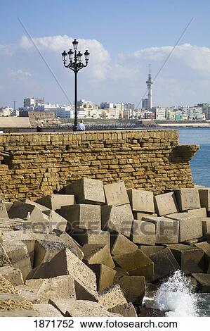 cadiz, andalusia, spain; the old town wall along the coast View Large Photo Image Stock Image - cadiz, andalusia, spain; the old town wall along the coast. Fotosearch