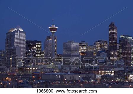calgary, alberta, canada; skyline at night View Large Photo Image Stock Image - calgary, alberta, canada; skyline at night. Fotosearch
