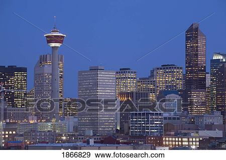 calgary, alberta, canada; skyline at night View Large Photo Image Stock Photo - calgary, alberta, canada; skyline at night. Fotosearch