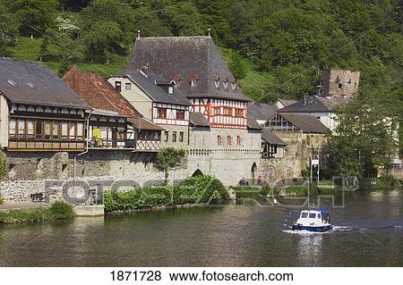 dausenau, rheinland-pfalz, germany; buildings along river lahn View Large Photo Image Stock Photo - dausenau, rheinland-pfalz, germany; buildings along river lahn. Fotosearch