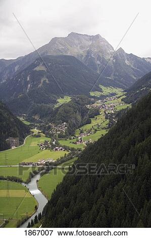 mayrhofen, tyrol, austria; view of the town from a mountain View Large Photo Image Stock Photo - mayrhofen, tyrol, austria; view of the town from a mountain. Fotosearch