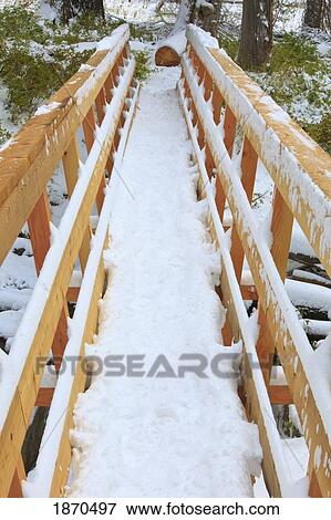 oregon, united states of america; snow covered bridge on mount hood in the oregon cascades View Large Photo Image Stock Photo - oregon, united states of america; snow covered bridge on mount hood in the oregon cascades. Fotosearch