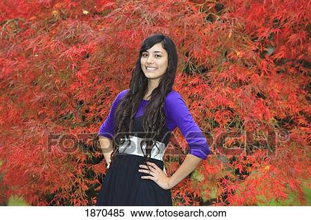 Stock Photography - portrait of a teenage girl in autumn. Fotosearch