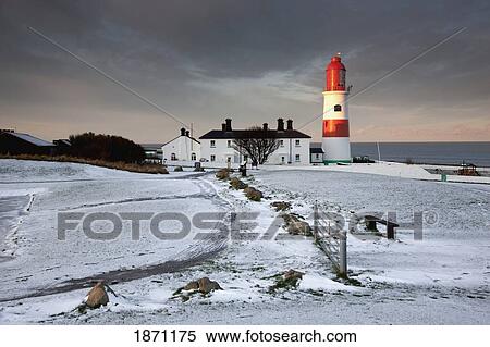 Stock Photography - south shields, tyne and wear, england; a lighthouse and house along the coast. Fotosearch