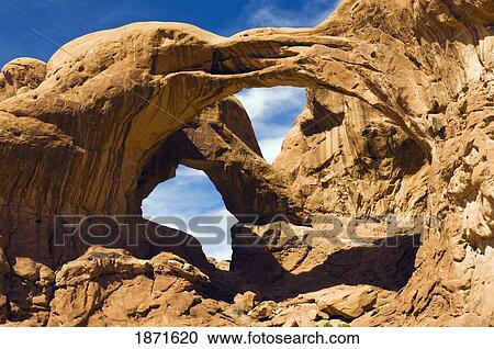 Stock Image - utah, united states of america; double arch formation at arches national park. Fotosearch