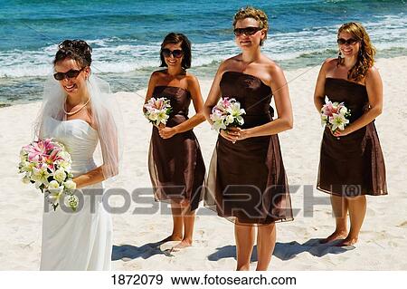 akumal, mexico; a bride and bridesmaids on the beach View Large Photo Image Stock Photo - akumal, mexico; a bride and bridesmaids on the beach. Fotosearch