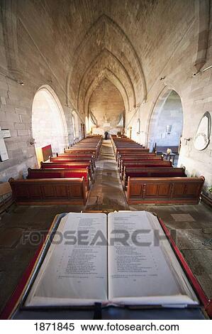 Stock Photography - northumberland, england; an open bible at the back of a church. Fotosearch