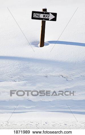 oregon cascades, oregon, united states of america; a 'one way' arrow road direction sign in fresh snow on mount hood View Large Photo Image Stock Photo - oregon cascades, oregon, united states of america; a 'one way' arrow road direction sign in fresh snow on mount hood. Fotosearch