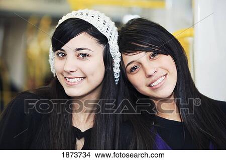 Picture - portland, oregon, united states of america; two teenage girls. Fotosearch