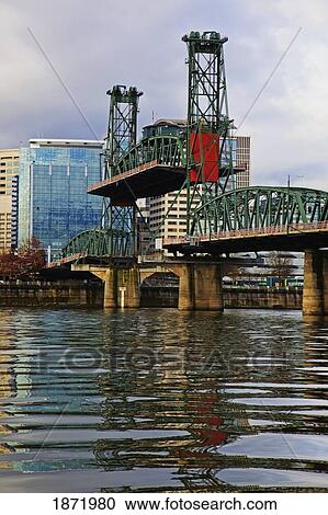 Stock Image - portland, oregon, united states of america; willamette river and downtown portland. Fotosearch