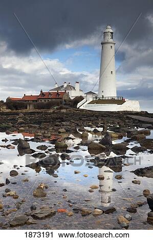 whitley bay, northumberland, england; st. mary's lighthouse View Large Photo Image Stock Image - whitley bay, northumberland, england; st. mary's lighthouse. Fotosearch