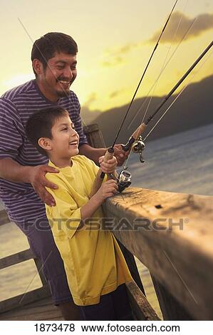 Stock Photo - a father fishing with his son. Fotosearch