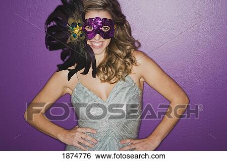 a woman wearing a party mask View Large Photo Image Stock Photograph - a woman wearing a party mask. Fotosearch