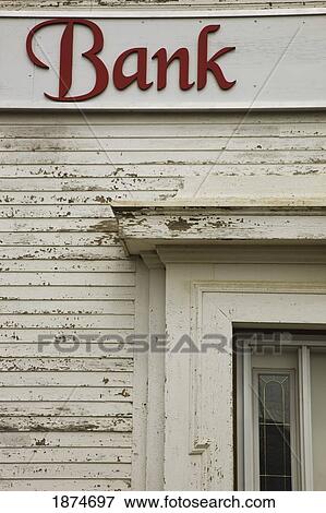 Stock Photo - alberta, canada; an old bank building. Fotosearch