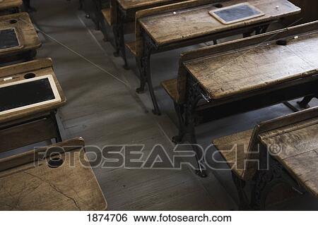 Camrose Alberta Canada Old School Desks Stock Photograph