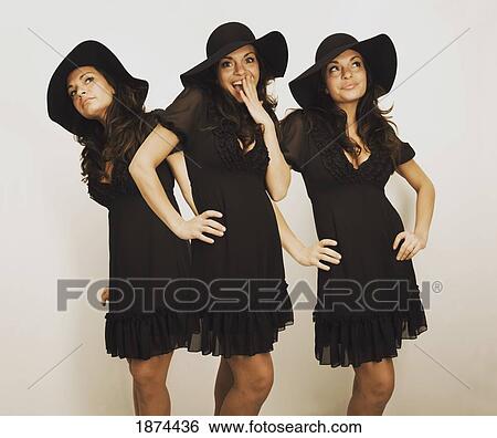digital composition of a woman wearing a hat and dress in different poses View Large Photo Image Stock Photograph - digital composition of a woman wearing a hat and dress in different poses. Fotosearch