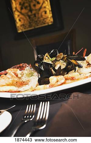 edmonton, alberta, canada; a plate of seafood on a table View Large Photo Image Stock Image - edmonton, alberta, canada; a plate of seafood on a table. Fotosearch