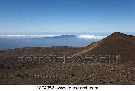 hawaii, united states of america; volcanic cone on mauna kea in the foreground with a distant view of mauna loa View Large Photo Image Stock Image - hawaii, united states of america; volcanic cone on mauna kea in the foreground with a distant view of mauna loa. Fotosearch