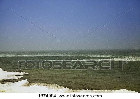 jordan, ontario, canada; snow on the shore overlooking the lake View Large Photo Image Picture - jordan, ontario, canada; snow on the shore overlooking the lake. Fotosearch