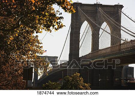 Picture - new york city, new york, united states of america; brooklyn bridge in autumn. Fotosearch