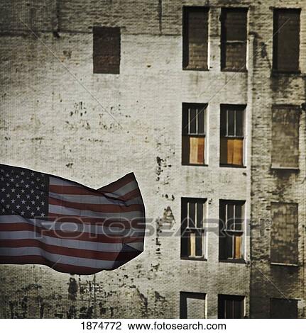 new york city, new york, united states of america; an american flag against an old building View Large Photo Image Stock Image - new york city, new york, united states of america; an american flag against an old building. Fotosearch