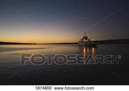 Stock Image - northwest territories, canada; ferry crossing the mackenzie river. Fotosearch