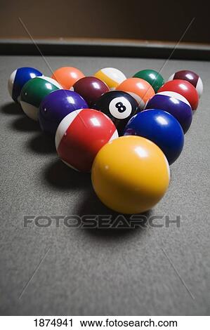 pool balls on a billiard table with the eight ball facing upwards View Large Photo Image Stock Image - pool balls on a billiard table with the eight ball facing upwards. Fotosearch