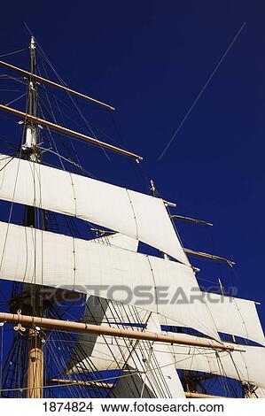 Picture - san diego, california, united states of america; sails of a tall ship. Fotosearch