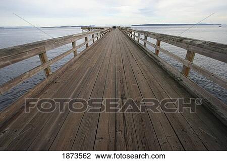 Stock Image - sidney, british columbia, canada; a dock leading out to the ocean. Fotosearch