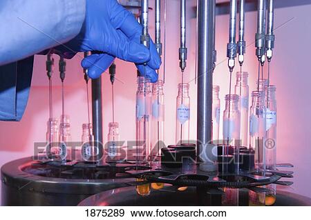 edmonton, alberta, canada; a gloved hand puts liquid into test tubes in a labaratory View Large Photo Image Stock Photo - edmonton, alberta, canada; a gloved hand puts liquid into test tubes in a labaratory. Fotosearch